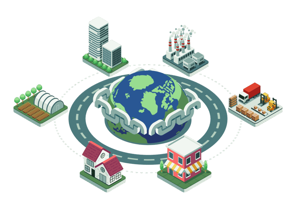 global supply chain stages illustration
