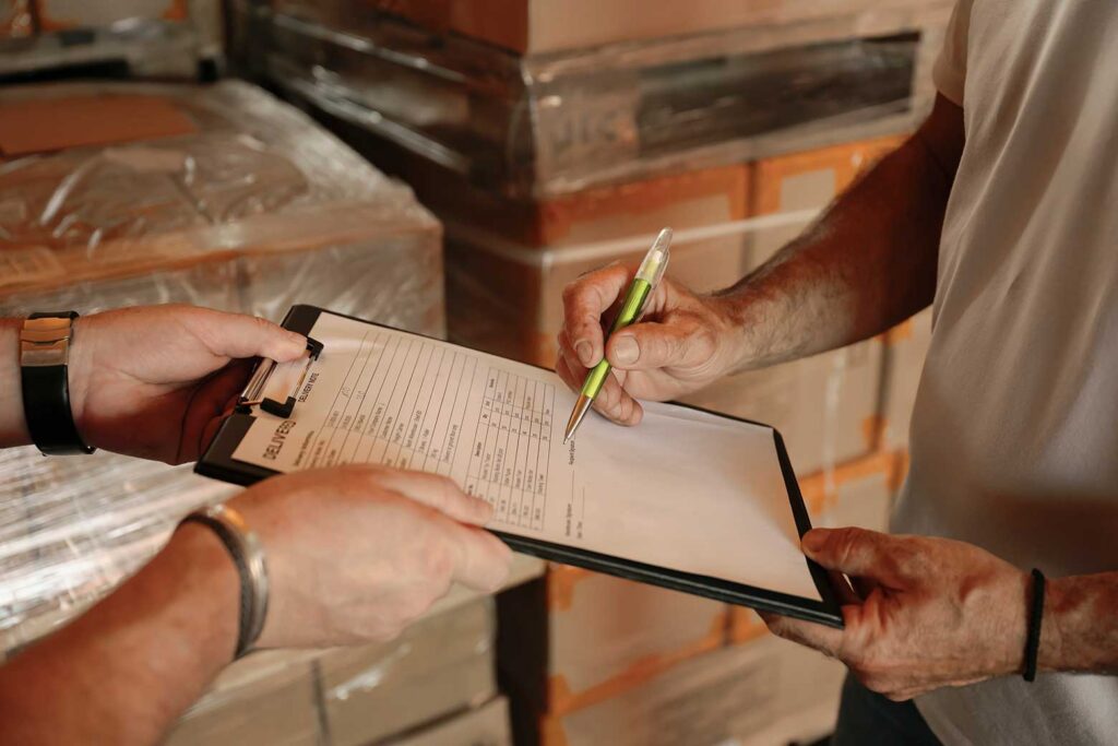 consumer signing off on finished goods